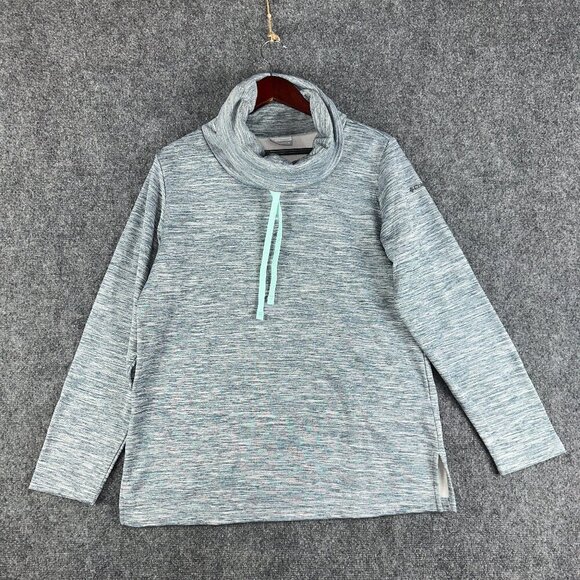 Columbia Top Womens Medium Turtleneck Sweatshirt Gray Heathered Split Hem Pullov - Picture 1 of 8